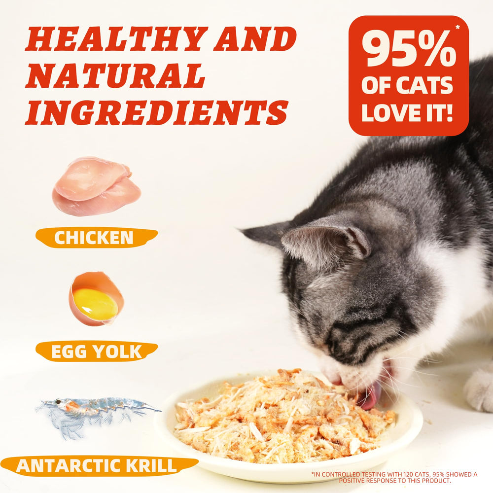 Wellix freeze-dried egg yolk chicken powder on kibble adds crunch and texture.