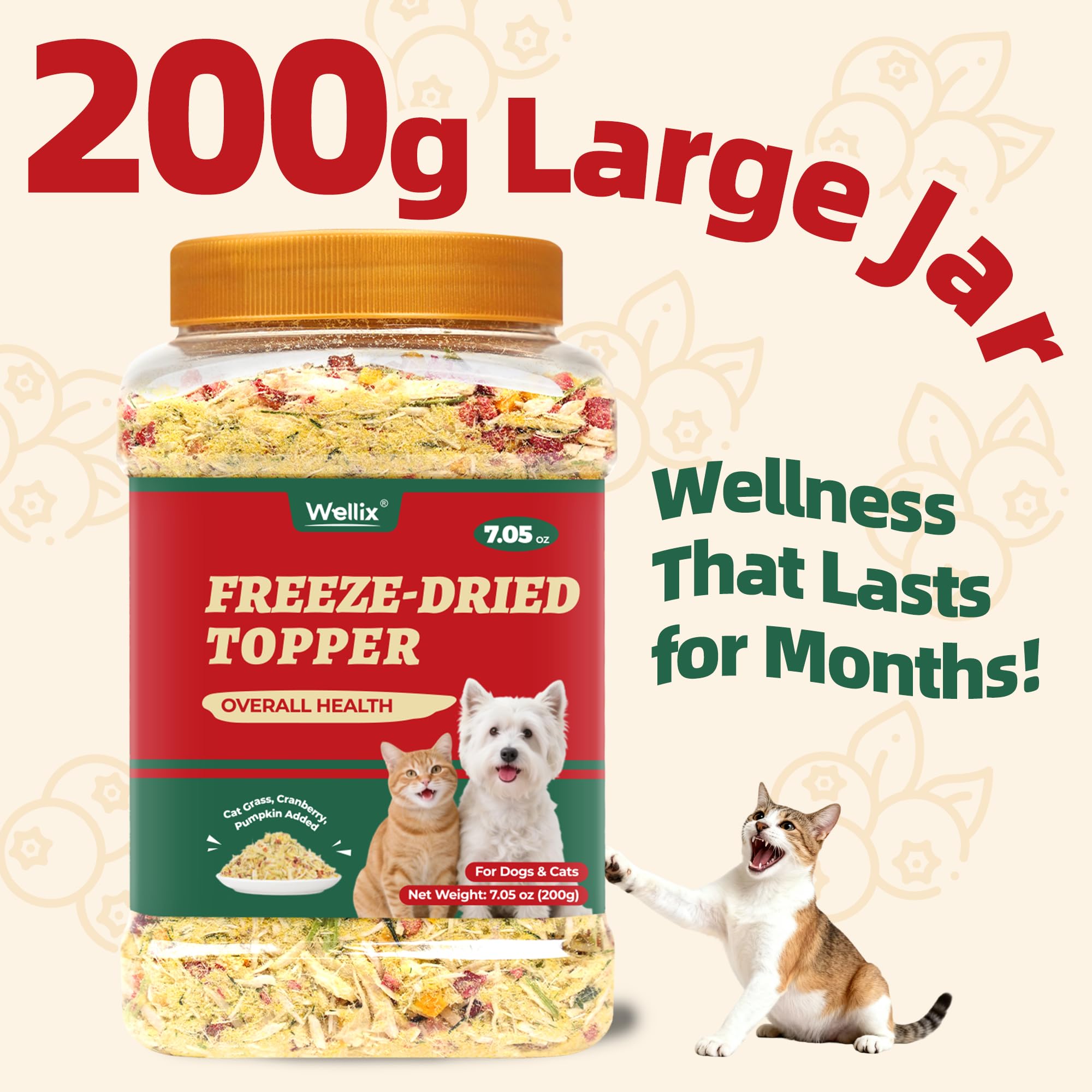 Wellix triple-ingredient blend of cat grass, cranberry and pumpkin