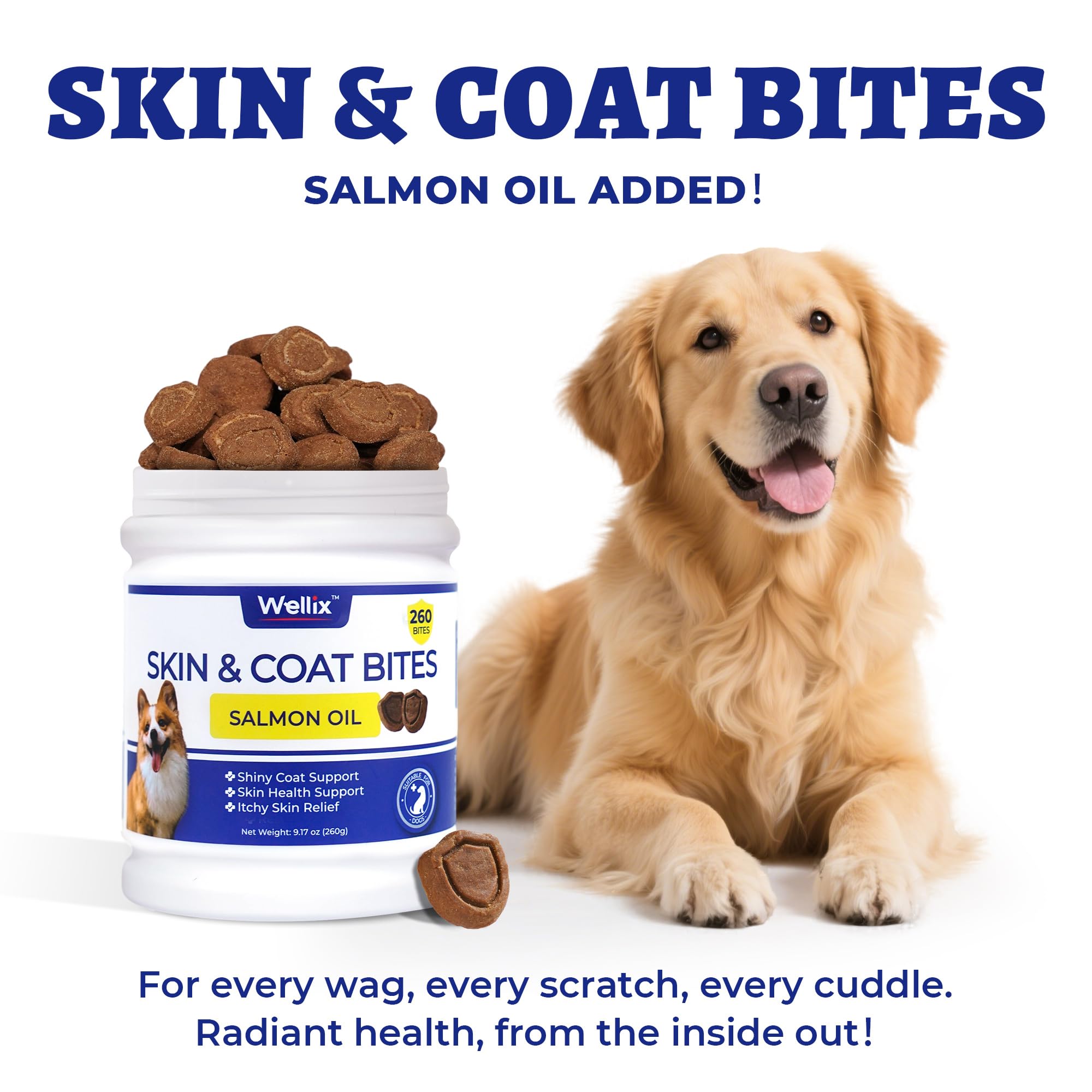 Wellix packaging with veterinarian badge implies trusted, vet-recommended omega for dogs.