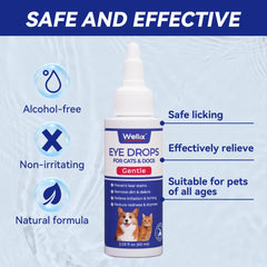 Wellix PET eye drops precision nozzle demonstrates controlled dosing for gentle eye care.