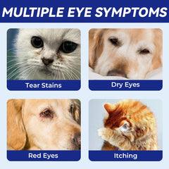 Wellix tear-stain cleaner closeup shows clear, daily cleansing around your pet's eyes.