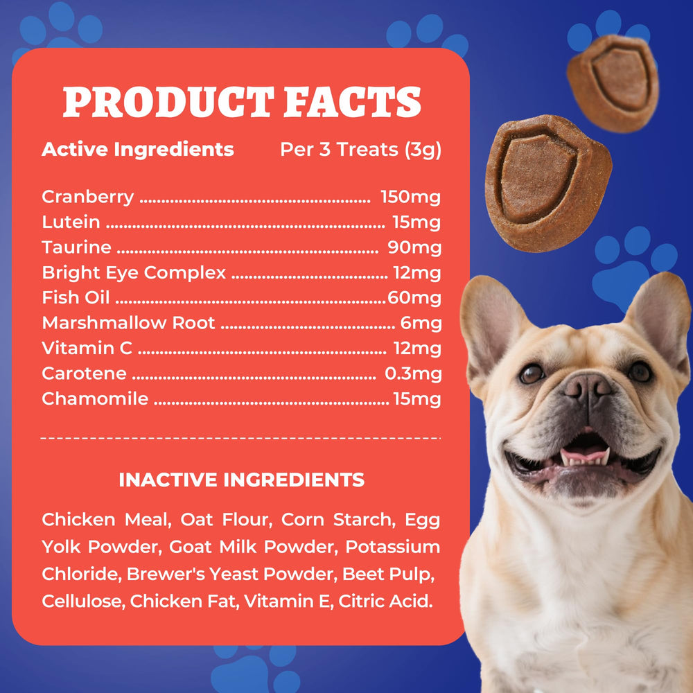 Wellix tear stain support bites for white dogs image emphasizes tear management potential.