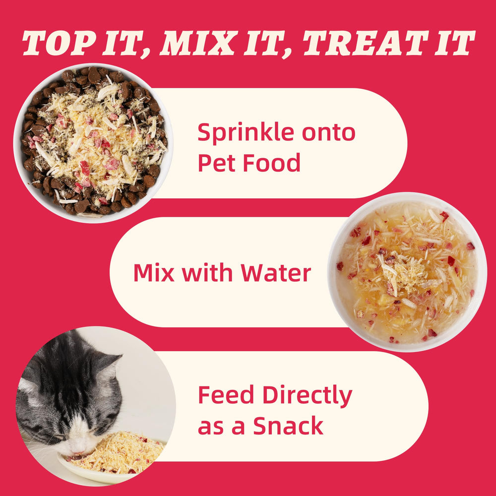 Wellix Topper dispense demonstrates easy sprinkle-on feeding for meals