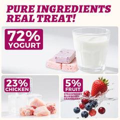 Wellix Yoggy cat treats close-up highlighting creamy yogurt texture, great for digestive-friendly snacking.