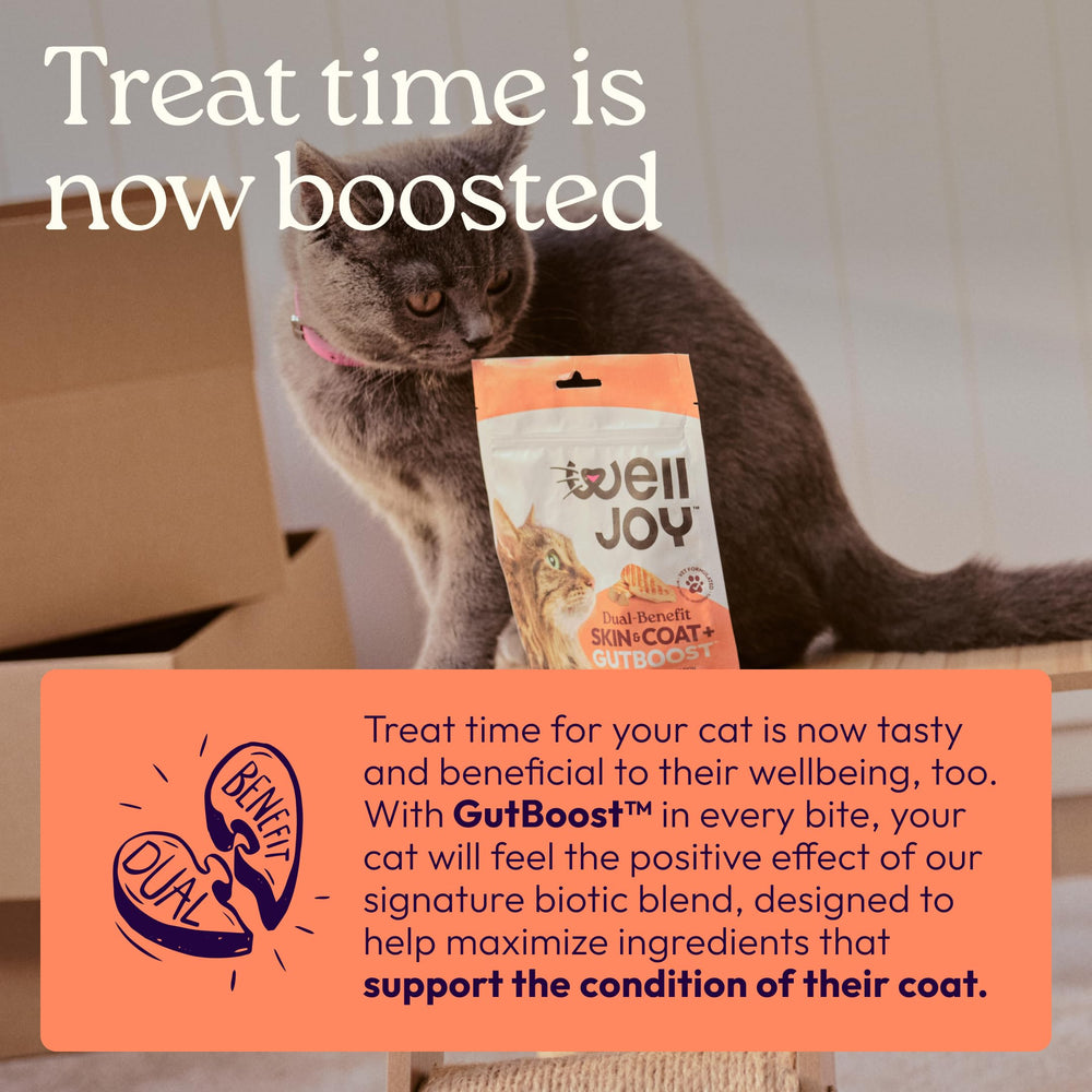 WellJoy resealable pouch keeps cat treats fresh and ready to use.