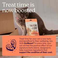 WellJoy resealable pouch keeps cat treats fresh and ready to use.