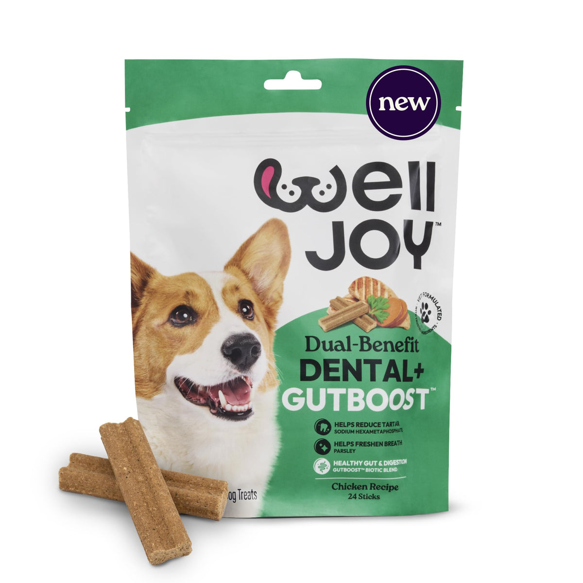 WellJoy dental stick targets tartar reduction with real shredded chicken.