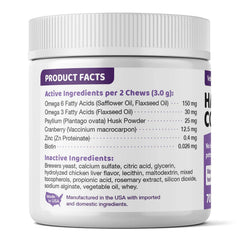 Wellnergy Pets hairball control cat jar highlighting psyllium fiber for digestive health support.