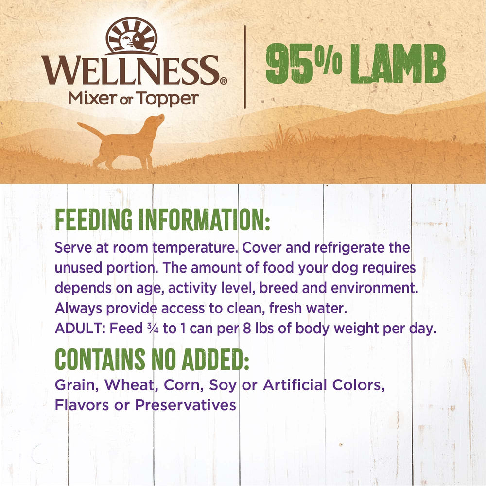 Wellness 95% Lamb Pate Can to top meals with flavor.