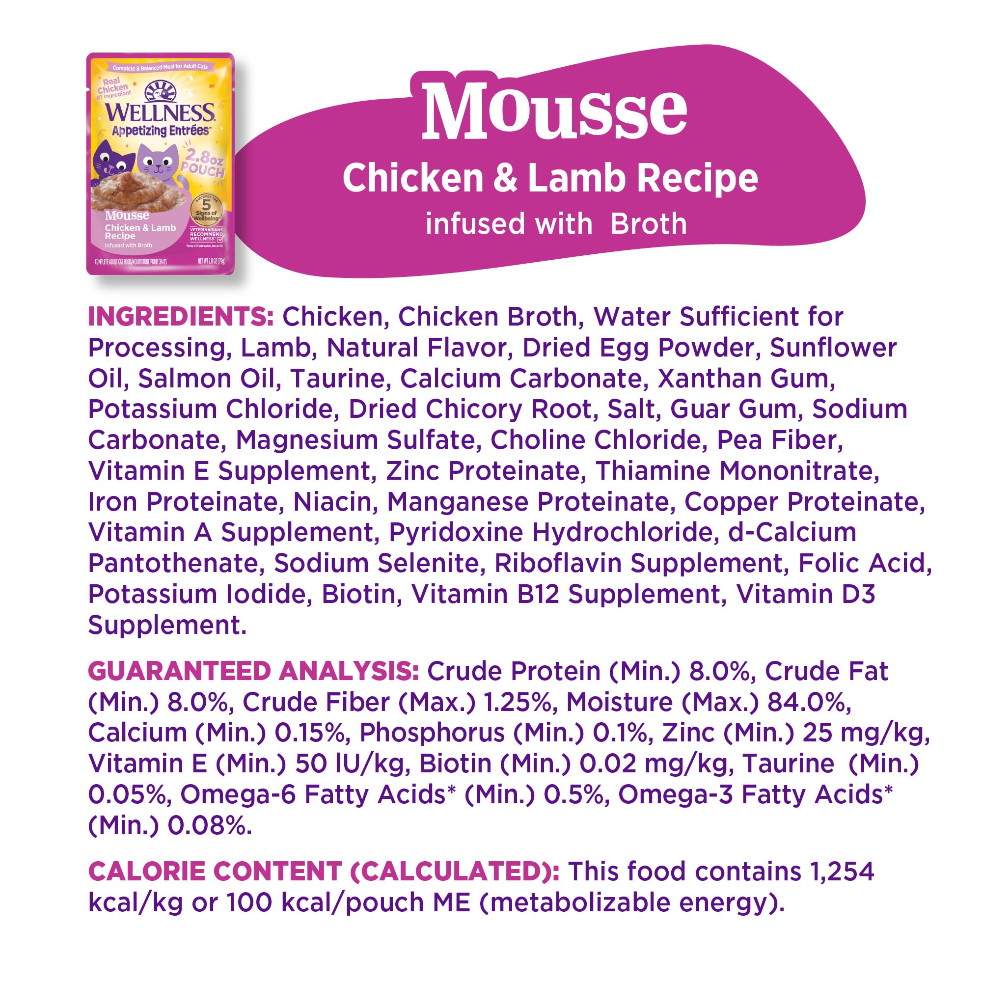 Wellness Appetizing Mousse cat meal time on counter suggests easy serving