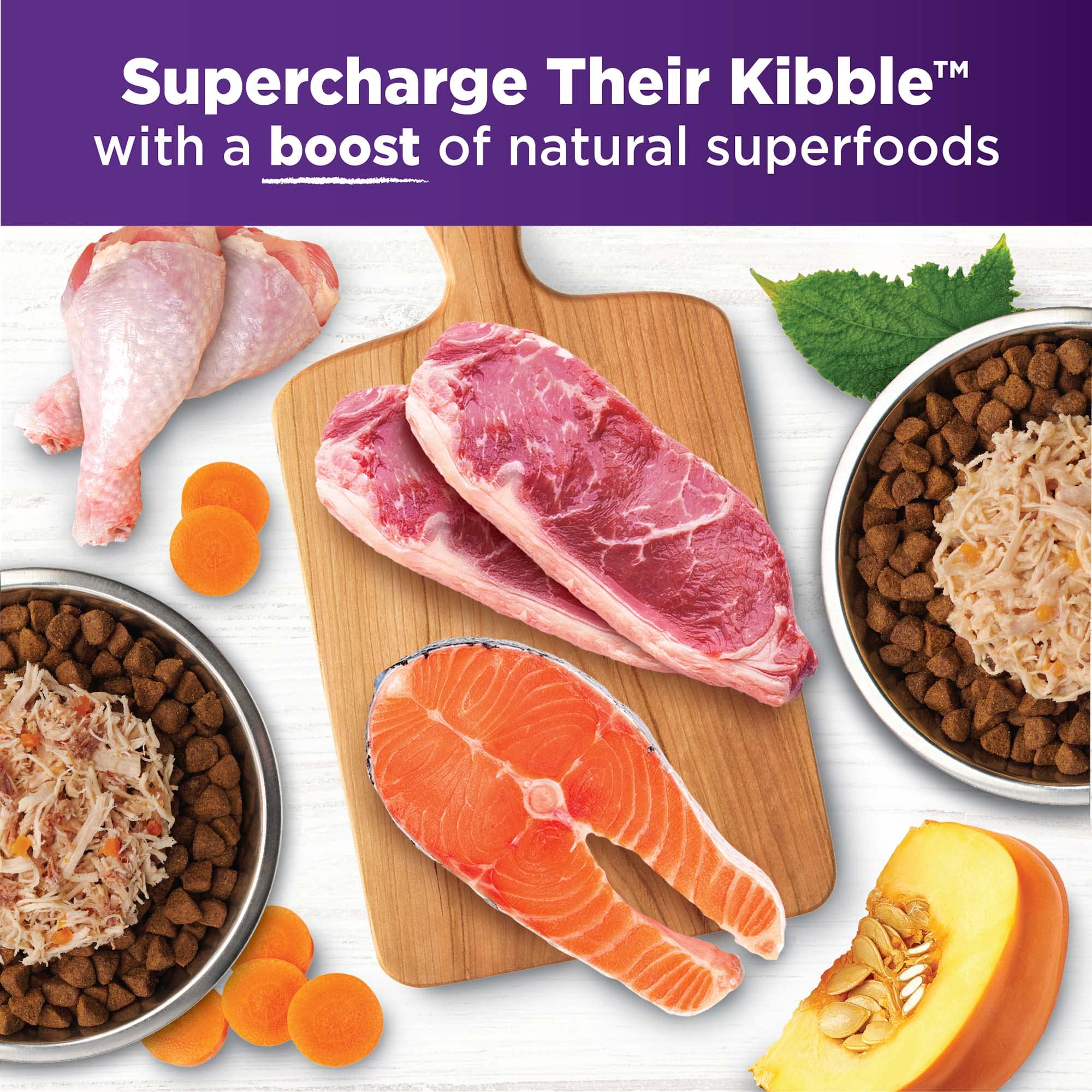 Wellness Bowl Boosters Simply Shreds chicken recipe with diced veggies adds flavor.