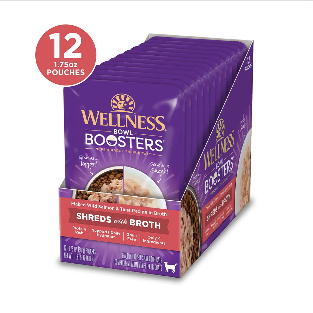 Wellness Bowl Boosters with flaked salmon and tuna enhances flavor and hydration