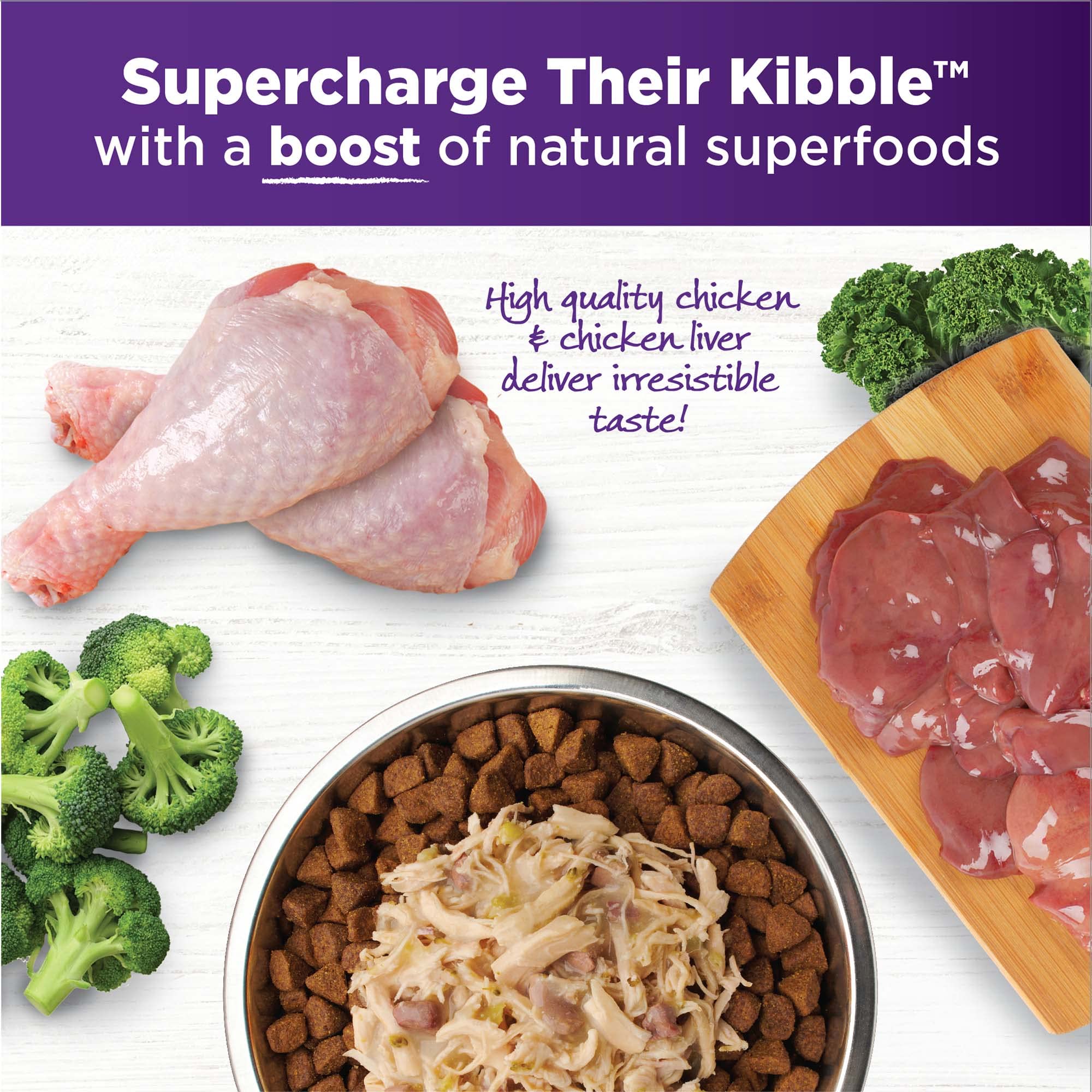 Serving suggestion: Simply Shreds atop kibble in a bowl