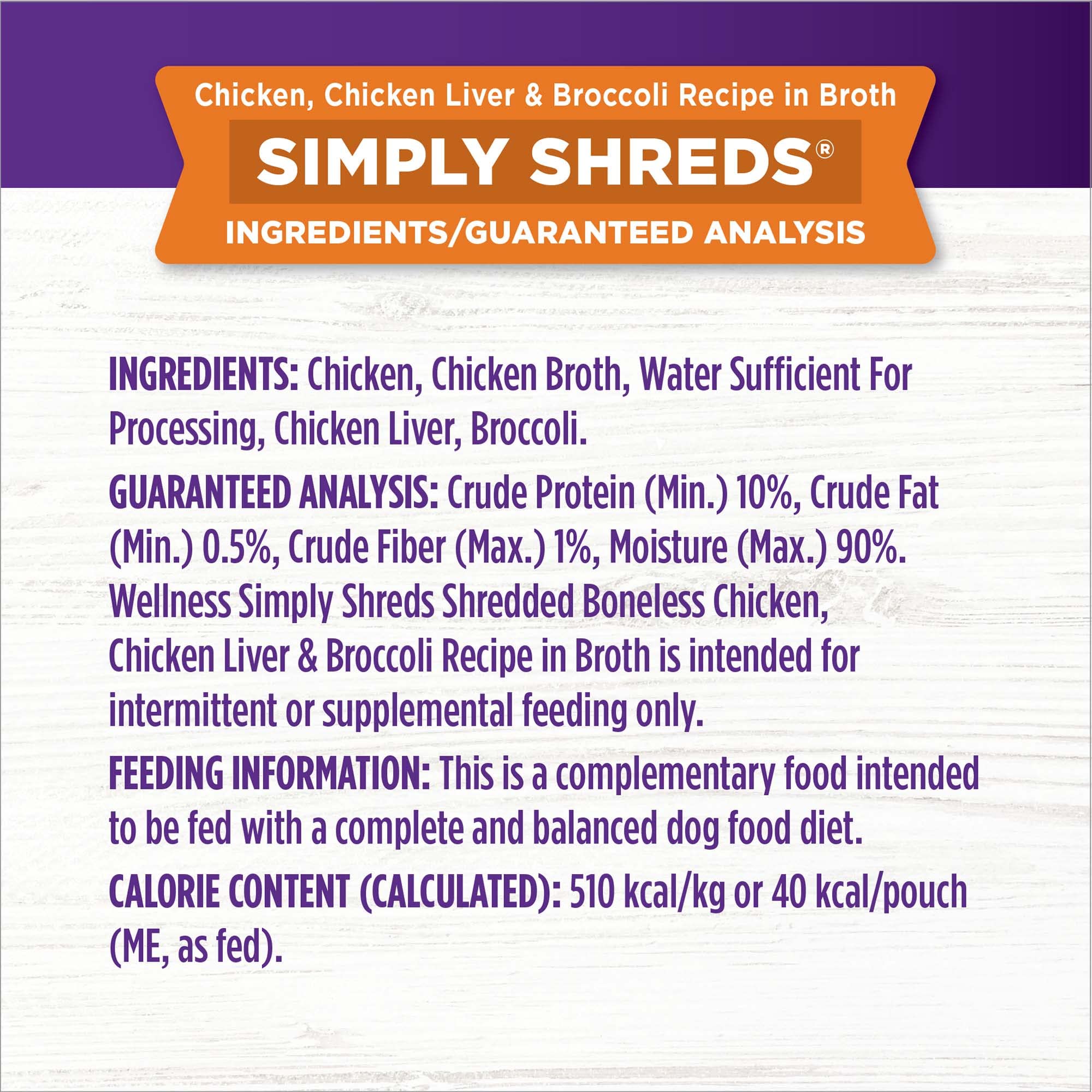 Label highlights grain-free, no corn/wheat/soy and simple ingredients