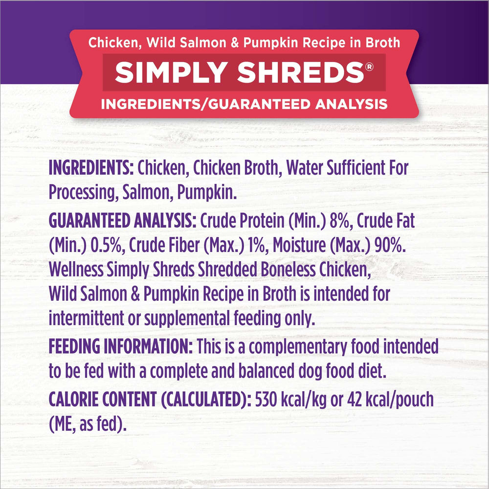 Wellness Bowl Boosters Simply Shreds grain-free label appealing to mindful pet owners.