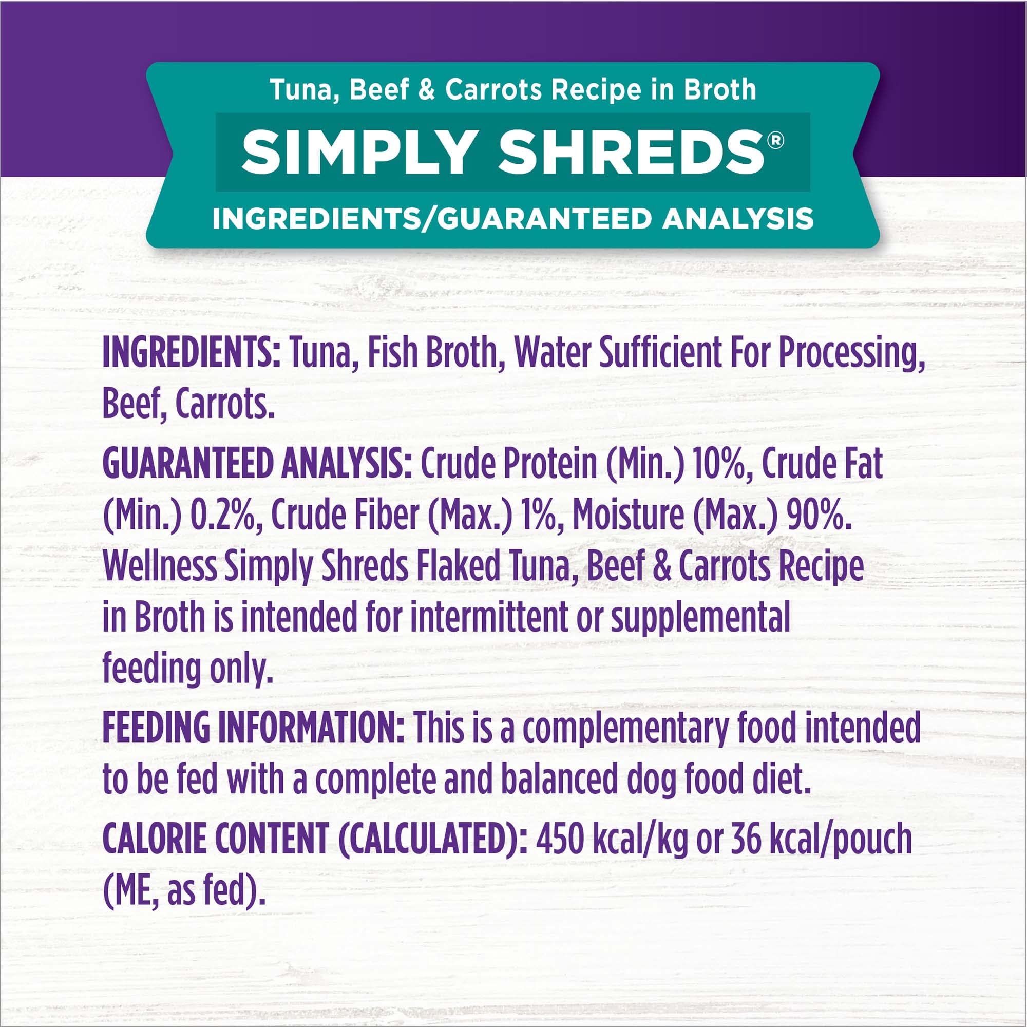Wellness Bowl Boosters Simply Shreds ingredient mix highlighting natural protein