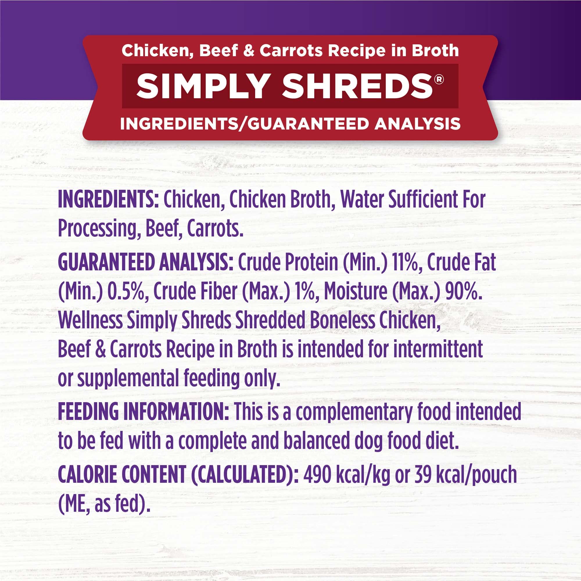 Wellness Bowl Boosters Simply Shreds variety pack display for different dog needs.