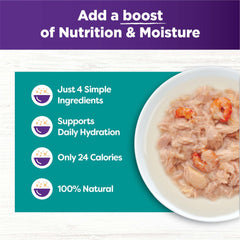 Wellness Bowl Boosters wet cat food topper offers a convenient mess-free snack.