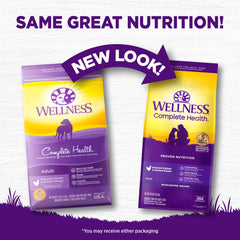 Wellness Complete Health 30 lb bag packaging shown for convenient storage