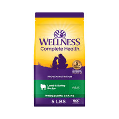 Wellness Complete Health lamb and barley kibble for adult dogs.