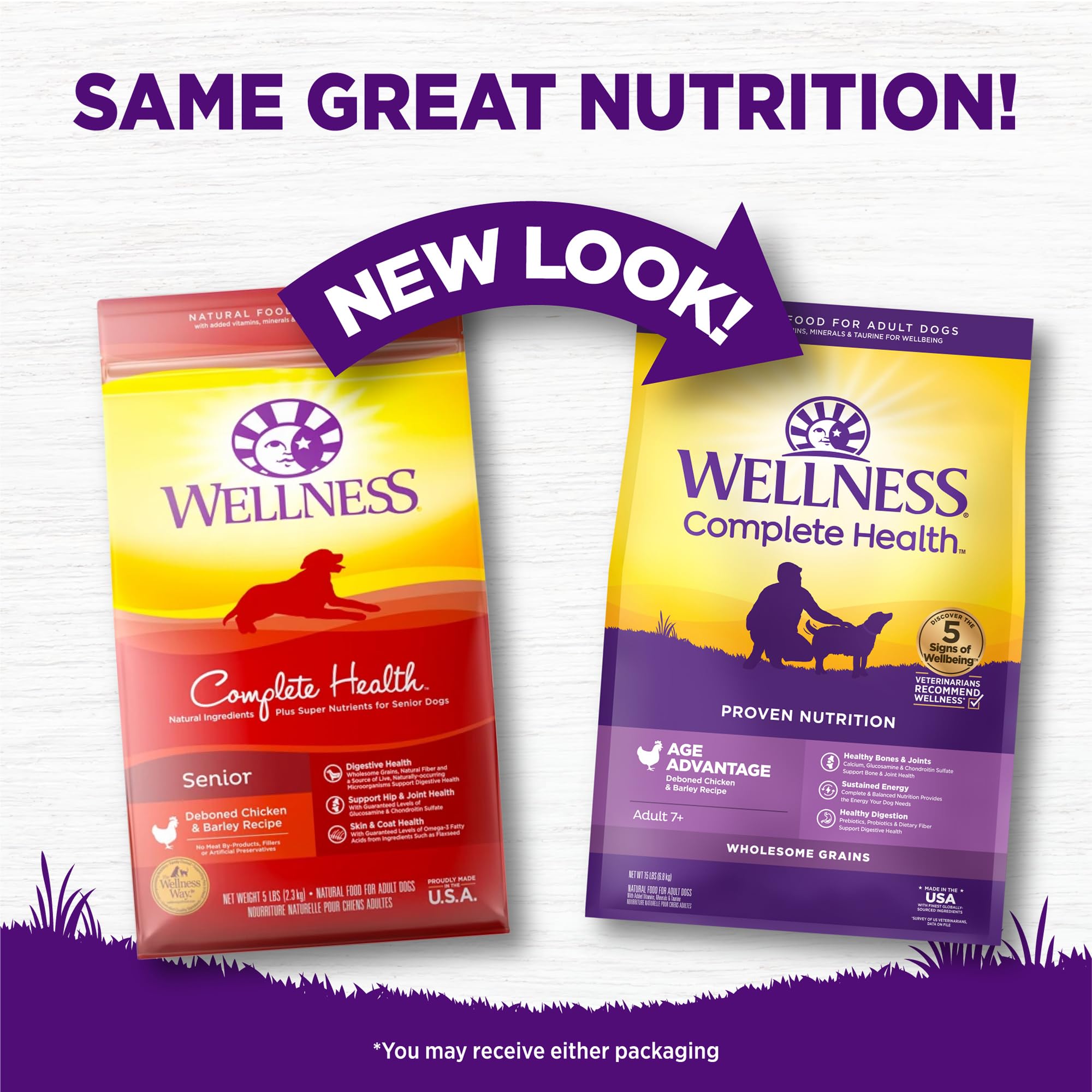 Bowl of Wellness Complete Health Age Advantage chicken and barley meal for seniors