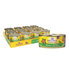 Wellness Complete Health cat minced turkey entree bowl presentation, supporting hydration and balanced nutrition.