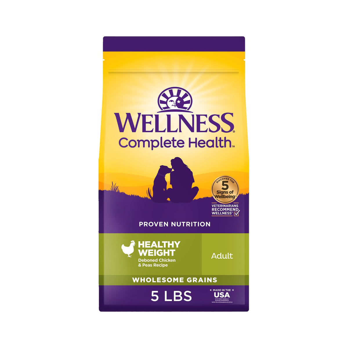 Wellness Complete Health dog food bag front showing wholesome ingredients for daily nutrition