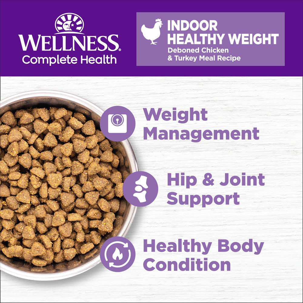 Wellness Complete Health kibble with chicken and turkey for indoor cats.