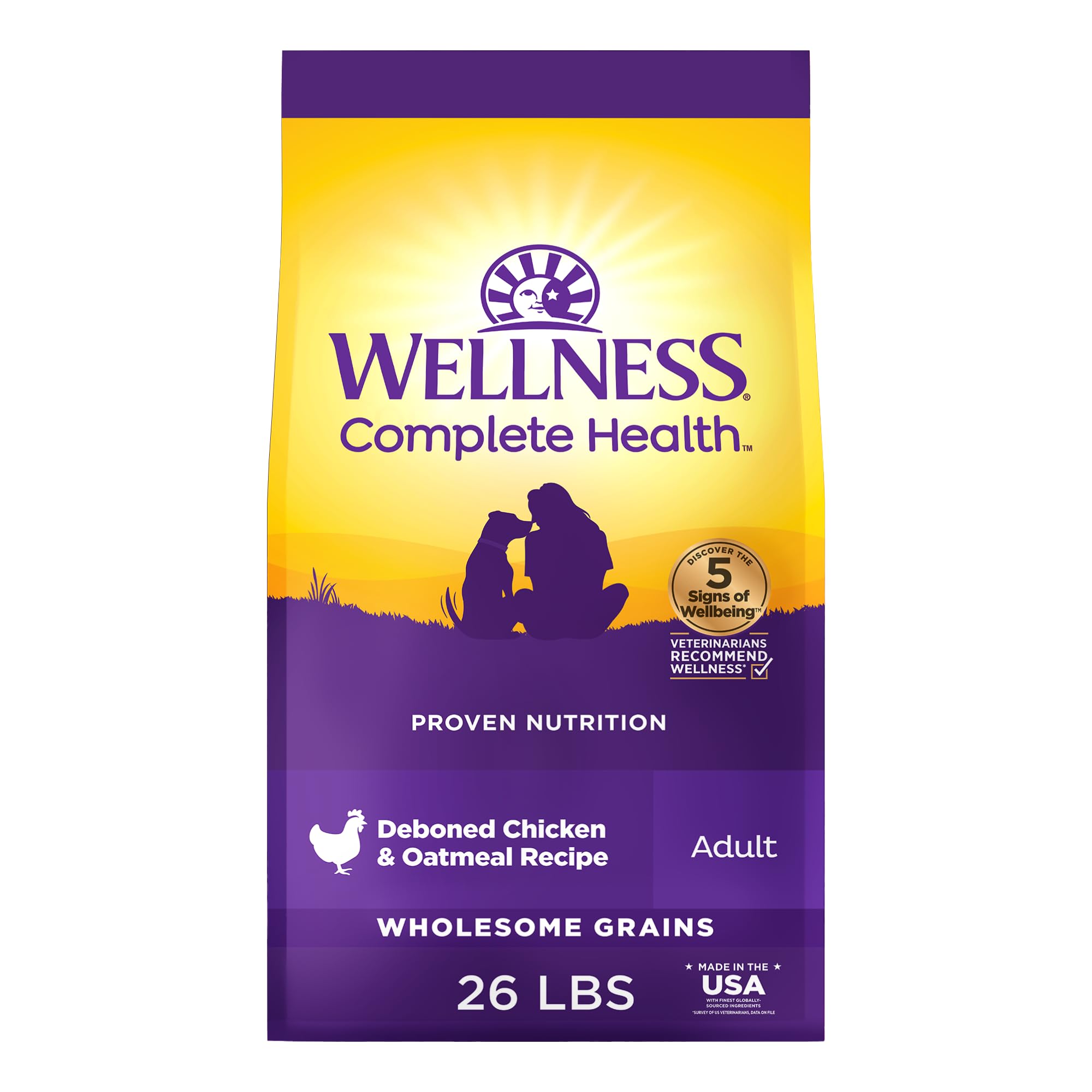 Wellness Complete Health dry dog food in a bowl for daily energy and digestion support