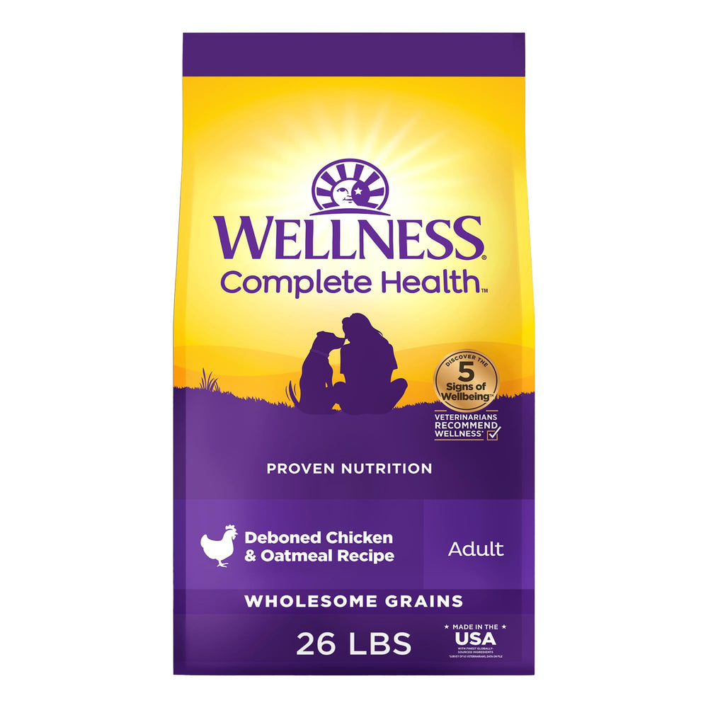 Wellness Complete Health dry dog food in a bowl for daily energy and digestion support