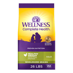 Wellness Complete Health dry dog food bag with chicken and peas for balanced nutrition