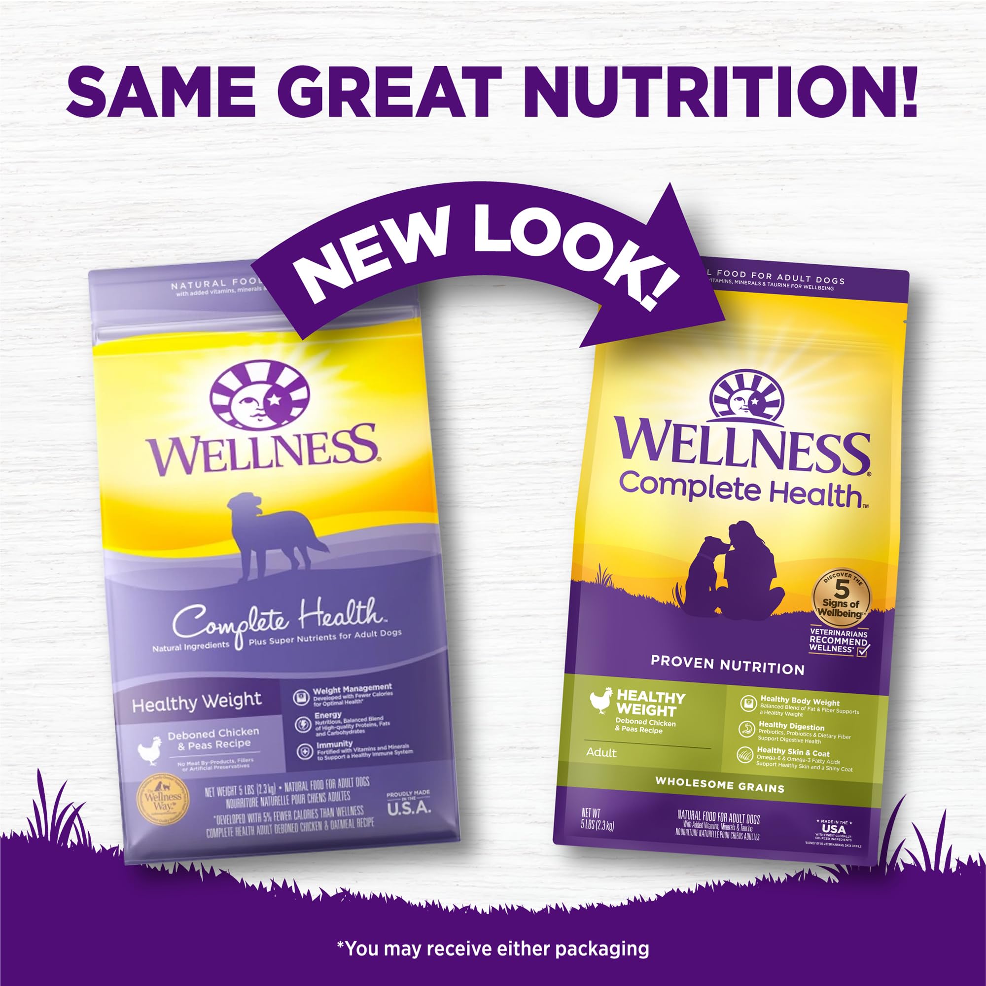 Wellness Complete Health ingredients closeup featuring chicken and peas in a wholesome recipe