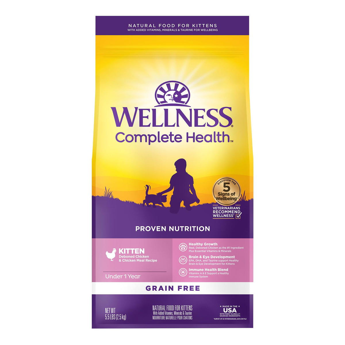 Wellness Complete Health Kitten Dry Food with chicken first ingredient supports growth