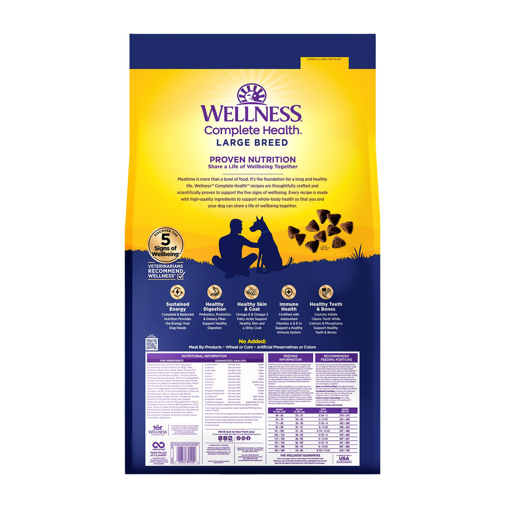 Wellness Complete Health 38-lb bag of kibble ready for daily meals.