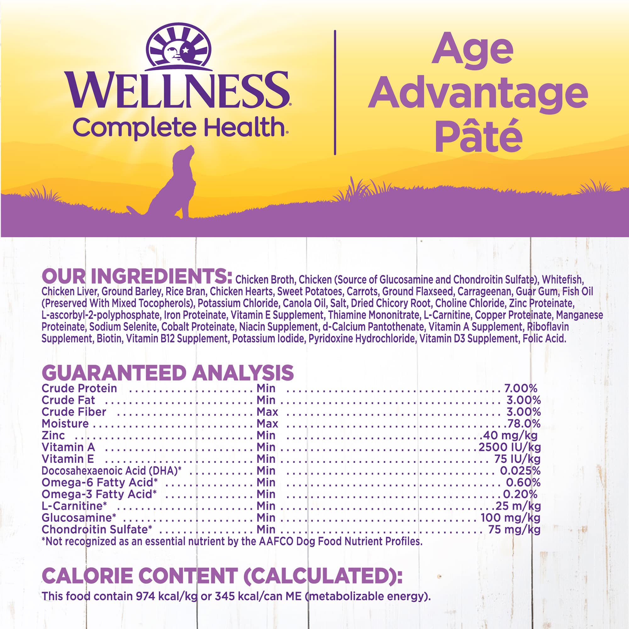 Wellness Complete Health Pate Age Advantage serving image emphasizes grain content and texture.