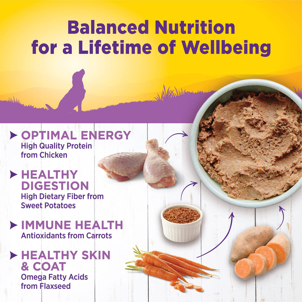 Wellness Complete Health Pate Age Advantage can featuring wholesome grains and chicken.