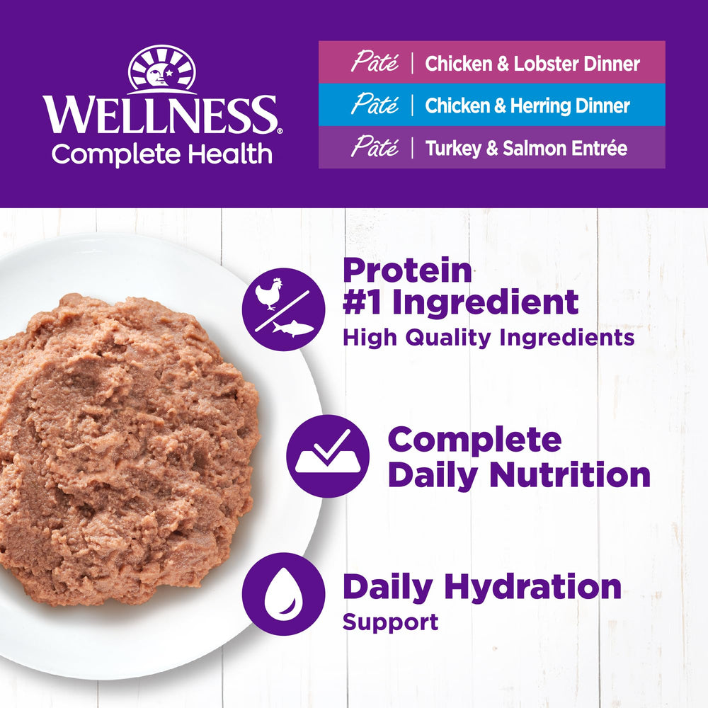 Wellness Complete Health pate variety pack back shows flavors and labeling