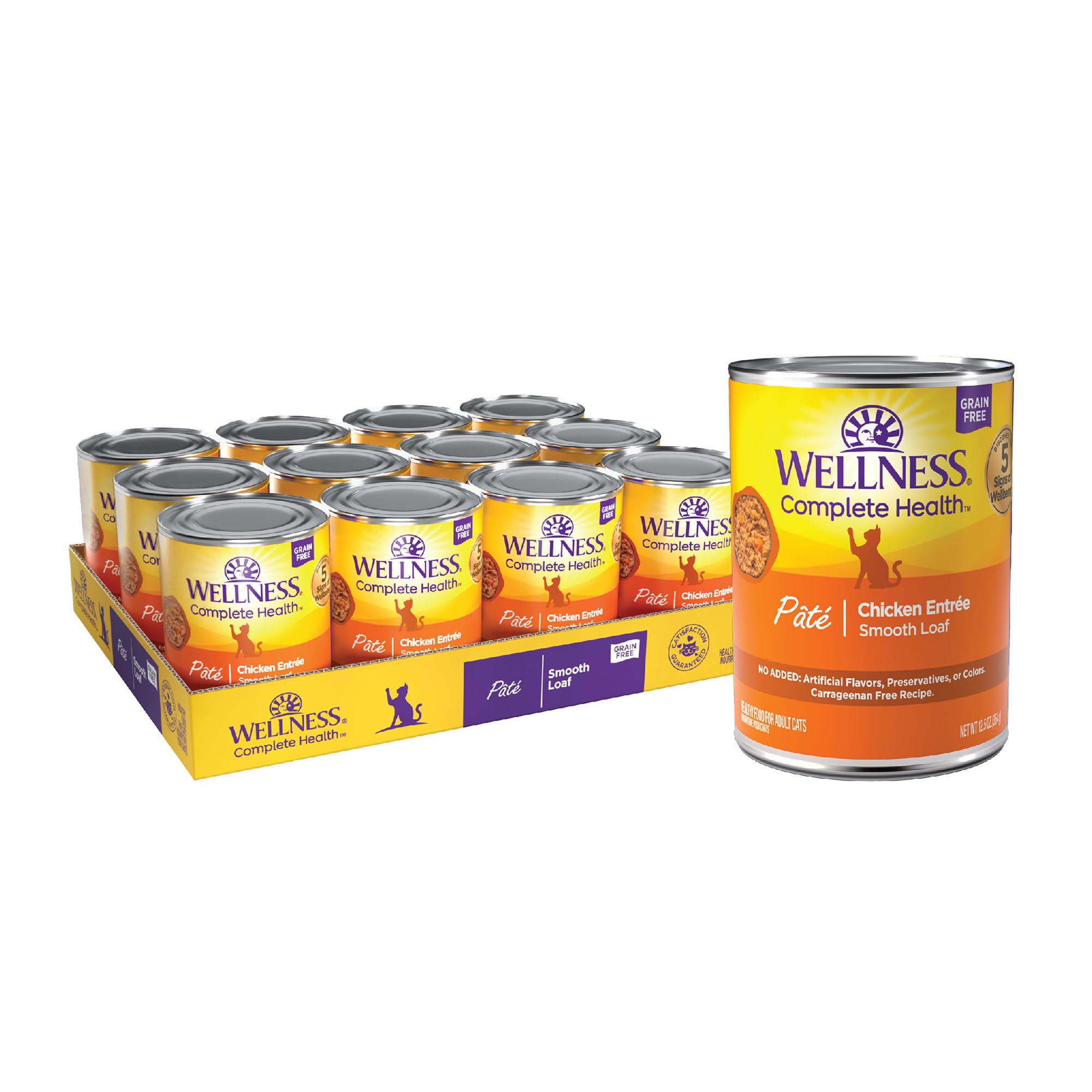 Wellness Complete Health Pate cat food serving in bowl showing grain-free nutrition