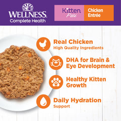 Wellness Complete Health kitten pate can label highlights grain-free formula