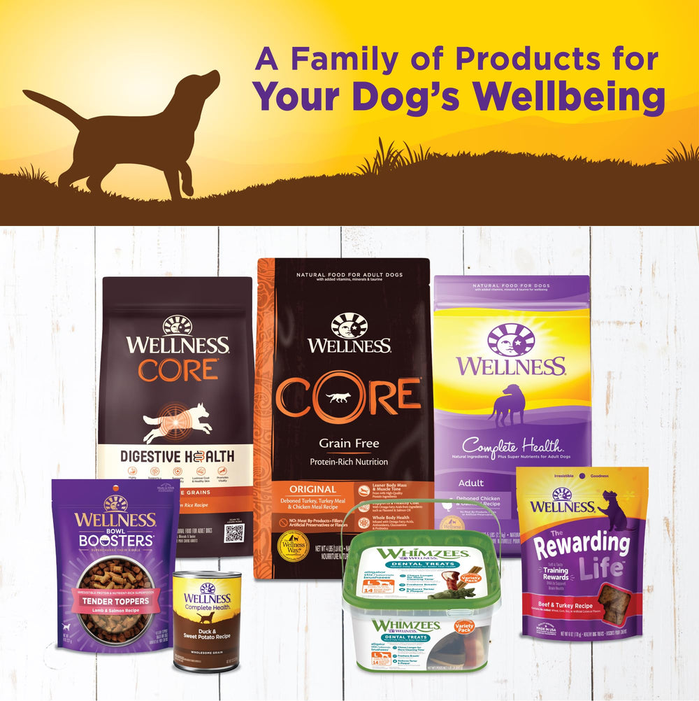 Pack of 12 Wellness Complete Health Pate cans for convenient bulk feeding.