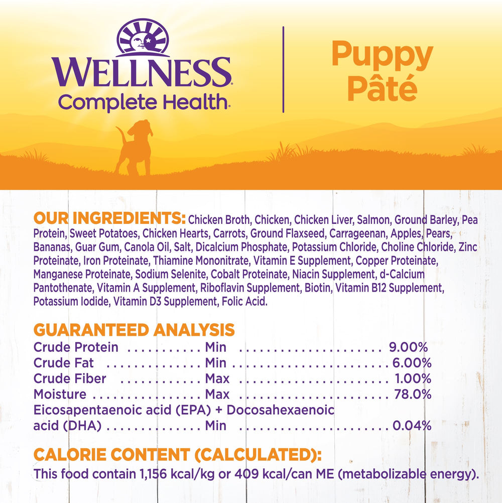 Wellness Complete Health Pate Puppy portion demonstrates smooth pate texture