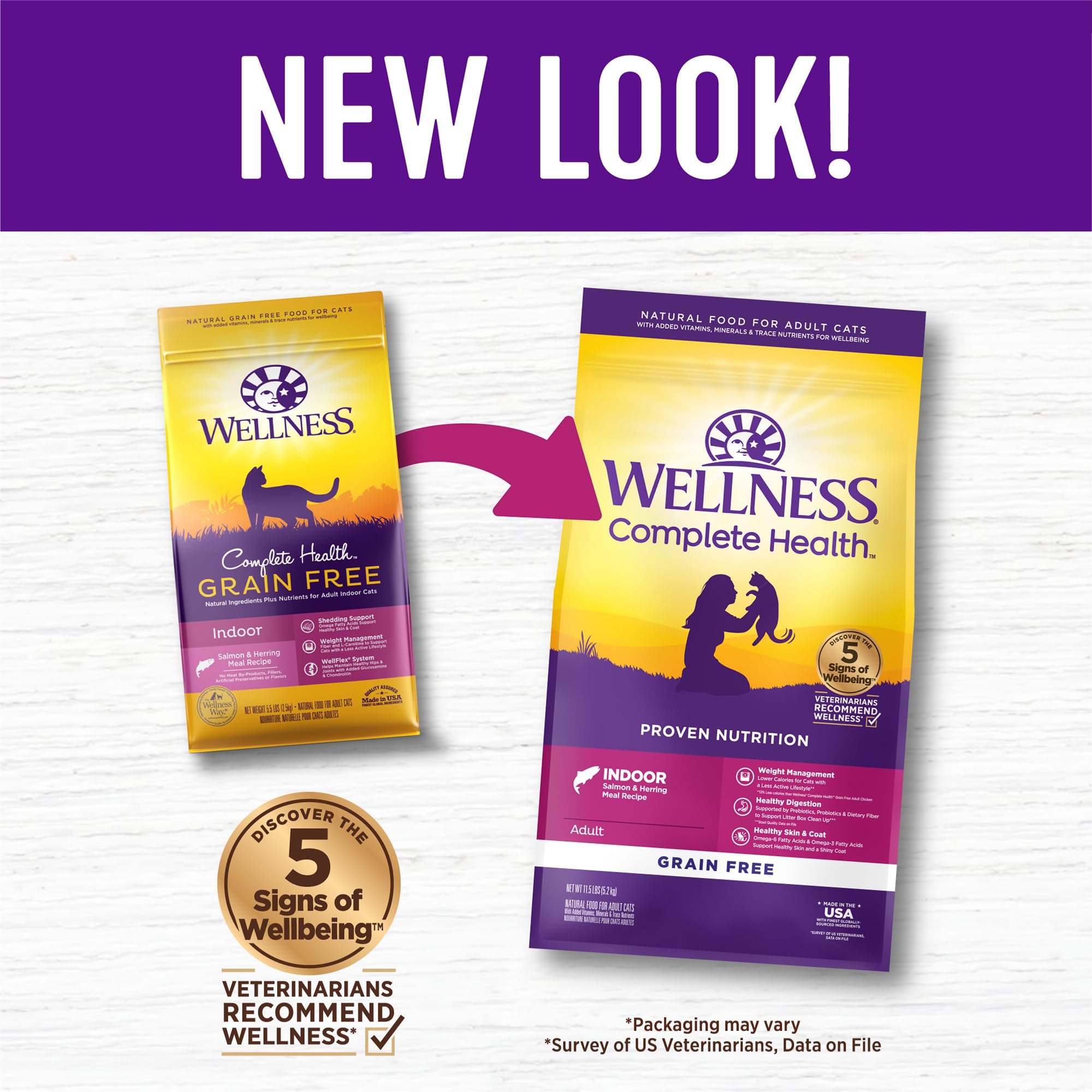 Wellness Complete Health salmon herring meal close up highlights natural fish proteins in the recipe