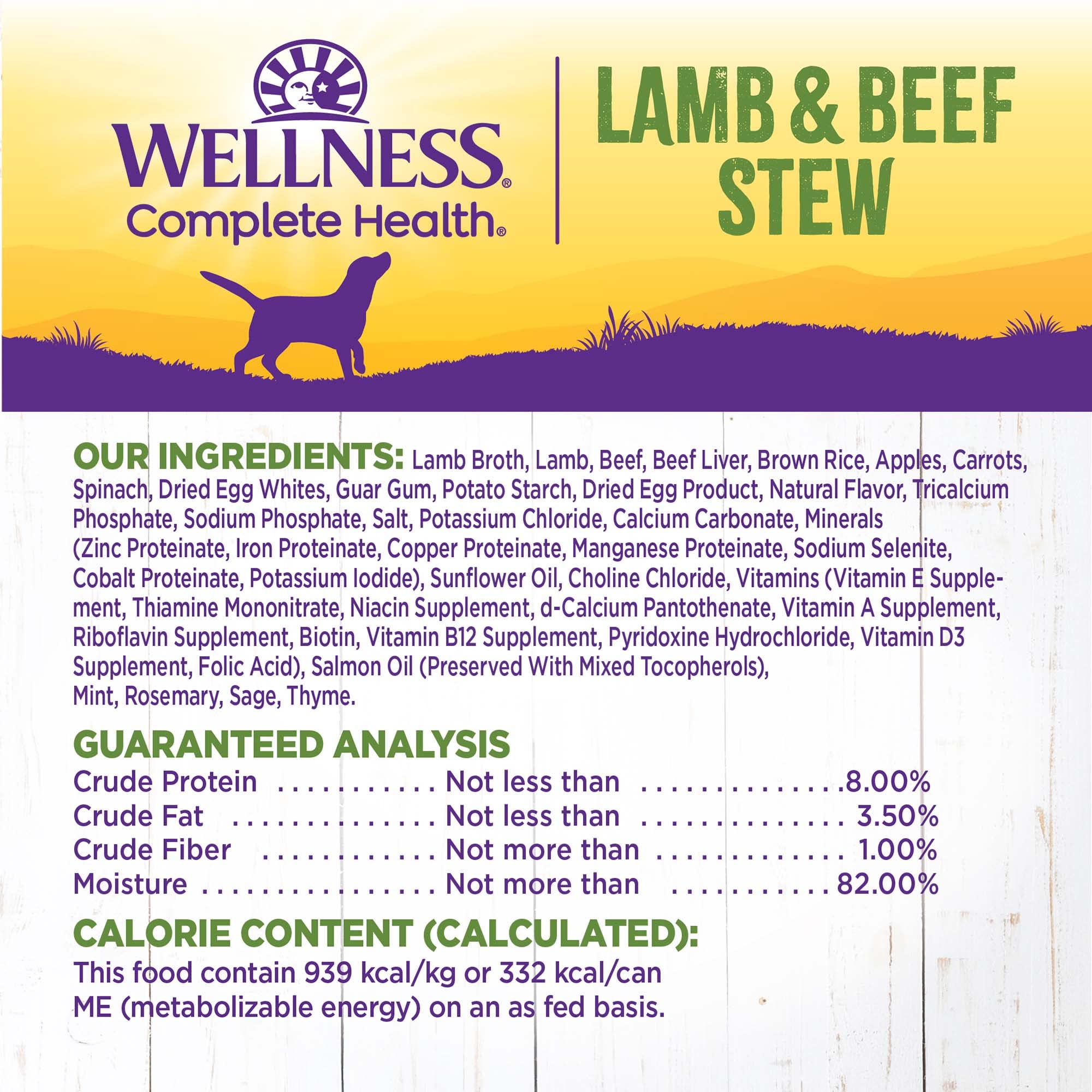 Wellness Complete Health Stew ingredients with brown rice and apples illustration
