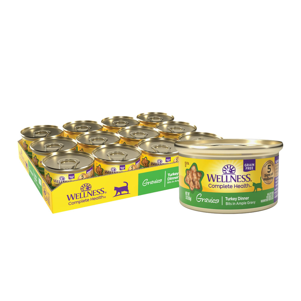 Wellness Complete Health turkey dinner can with gravy boosts cat hydration