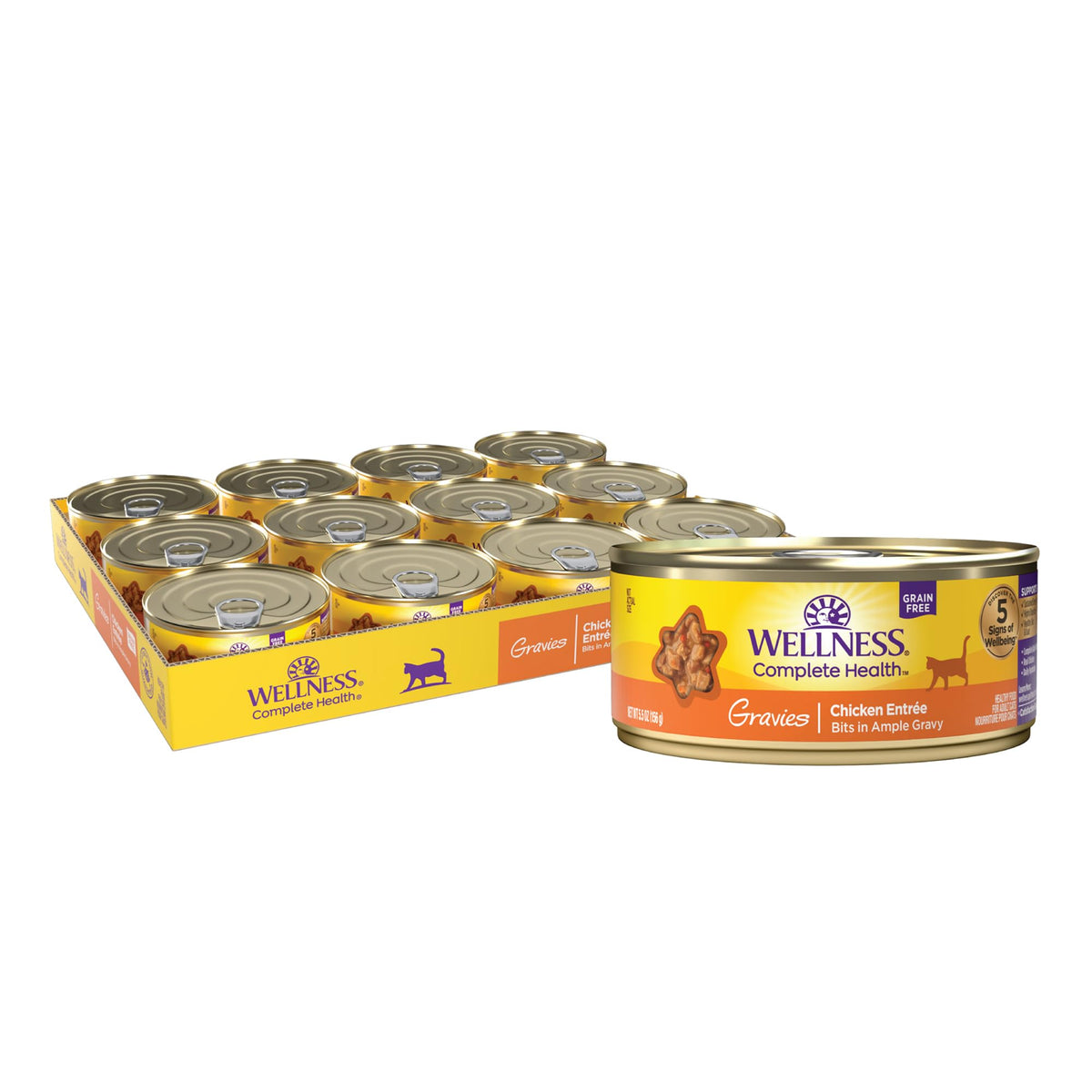 Wellness Complete Health wet cat food chicken entree can front view, protein rich for daily energy