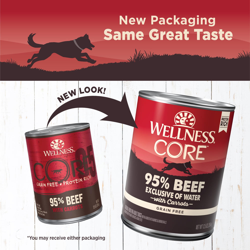 Wellness CORE 95 pate texture close-up – smooth, palatable meal option for dogs.