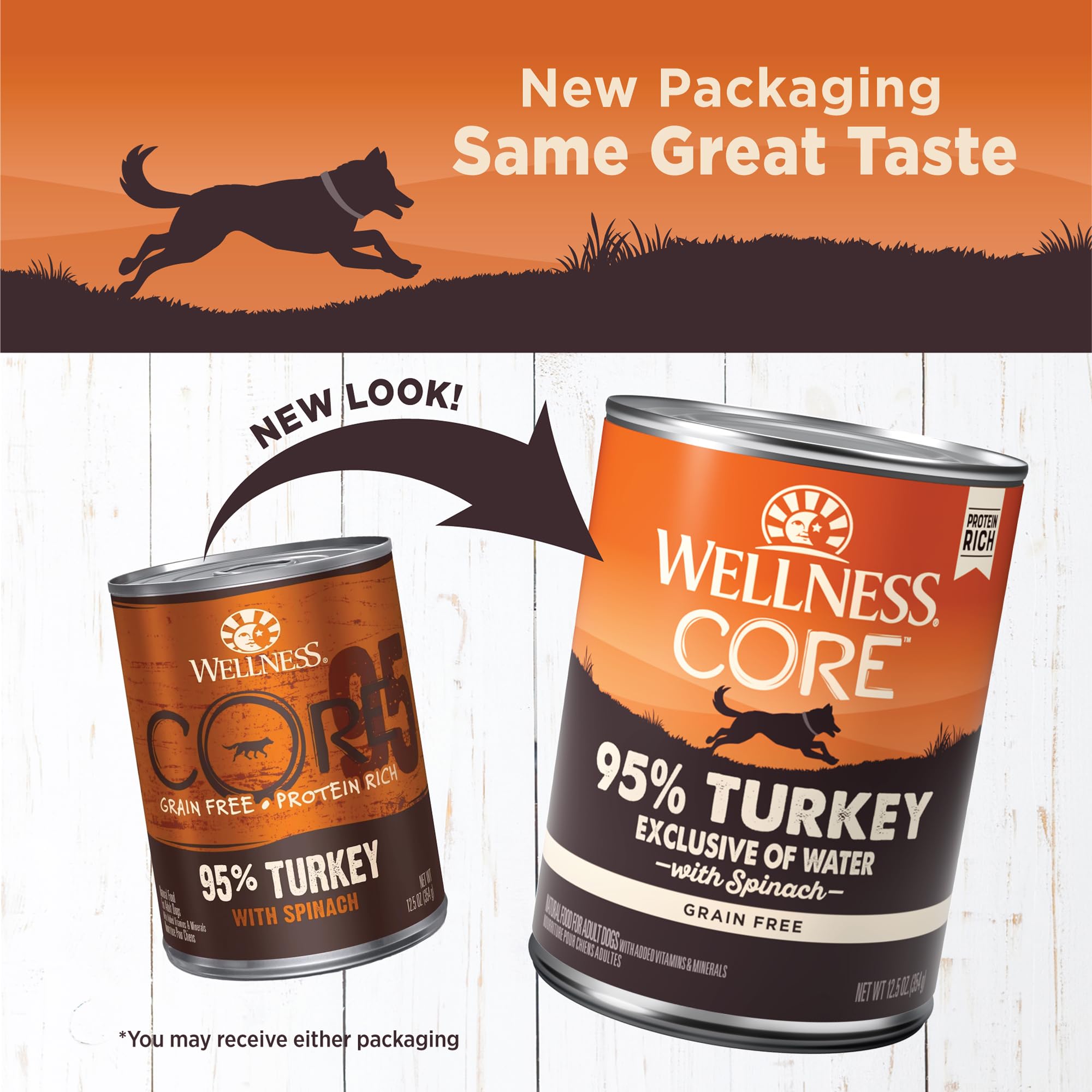 Wellness CORE 95% turkey-spinach pate close-up reveals smooth texture dogs love.