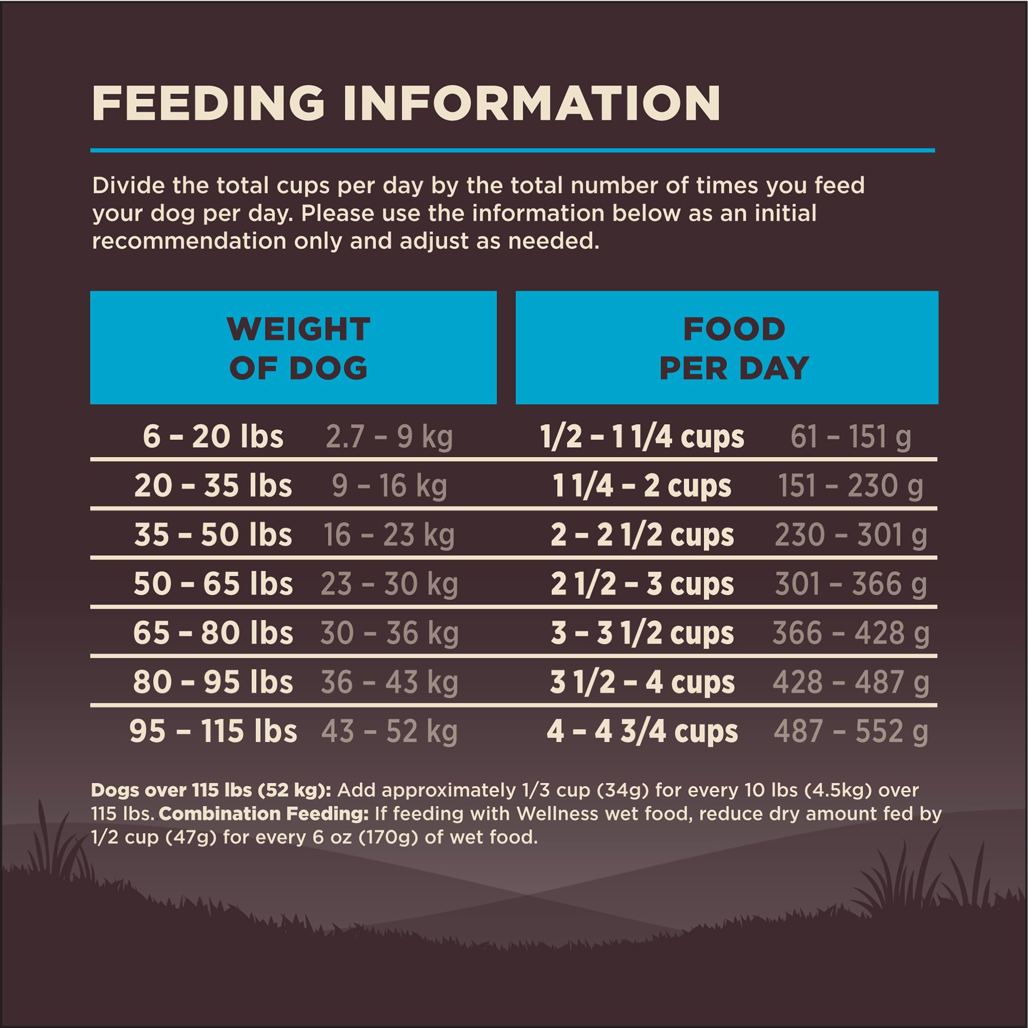 Wellness CORE Grain-free kibble bag showcasing product benefits
