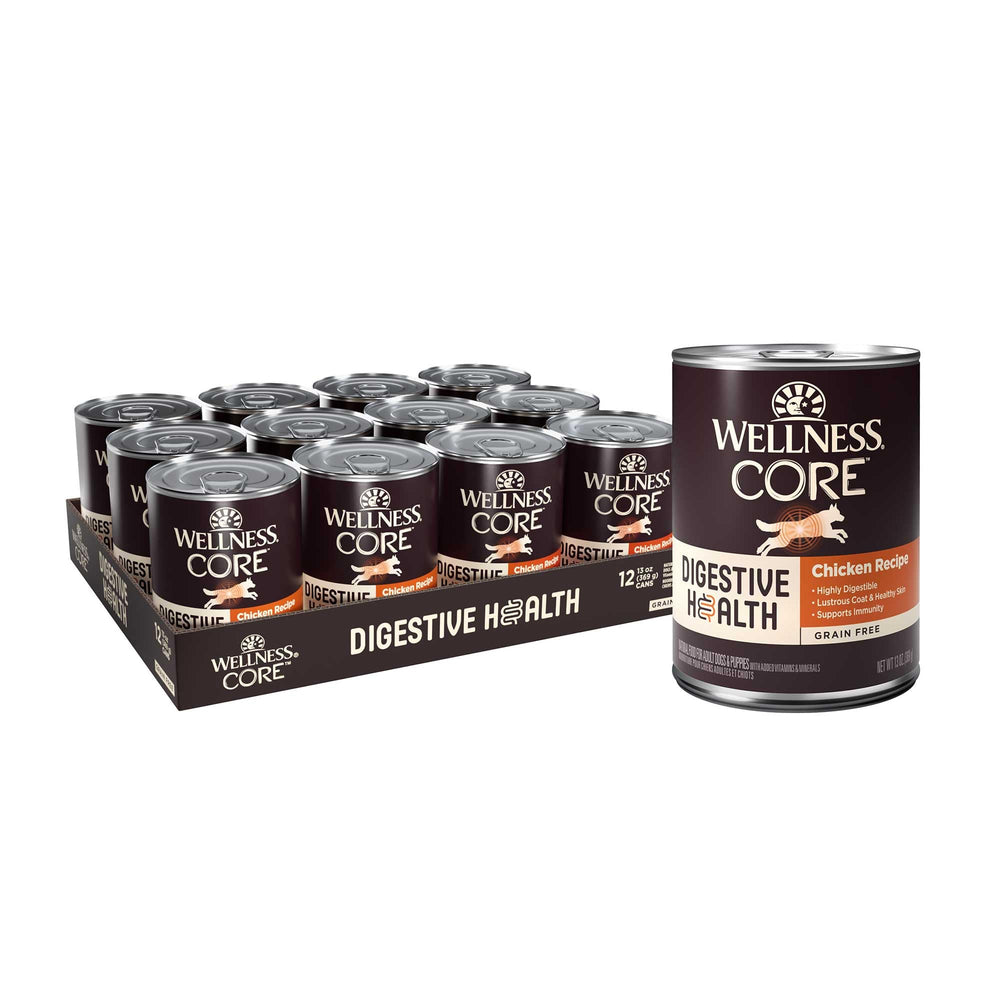 Wellness CORE Digestive Health Pate in a dog bowl supports gentle digestion.