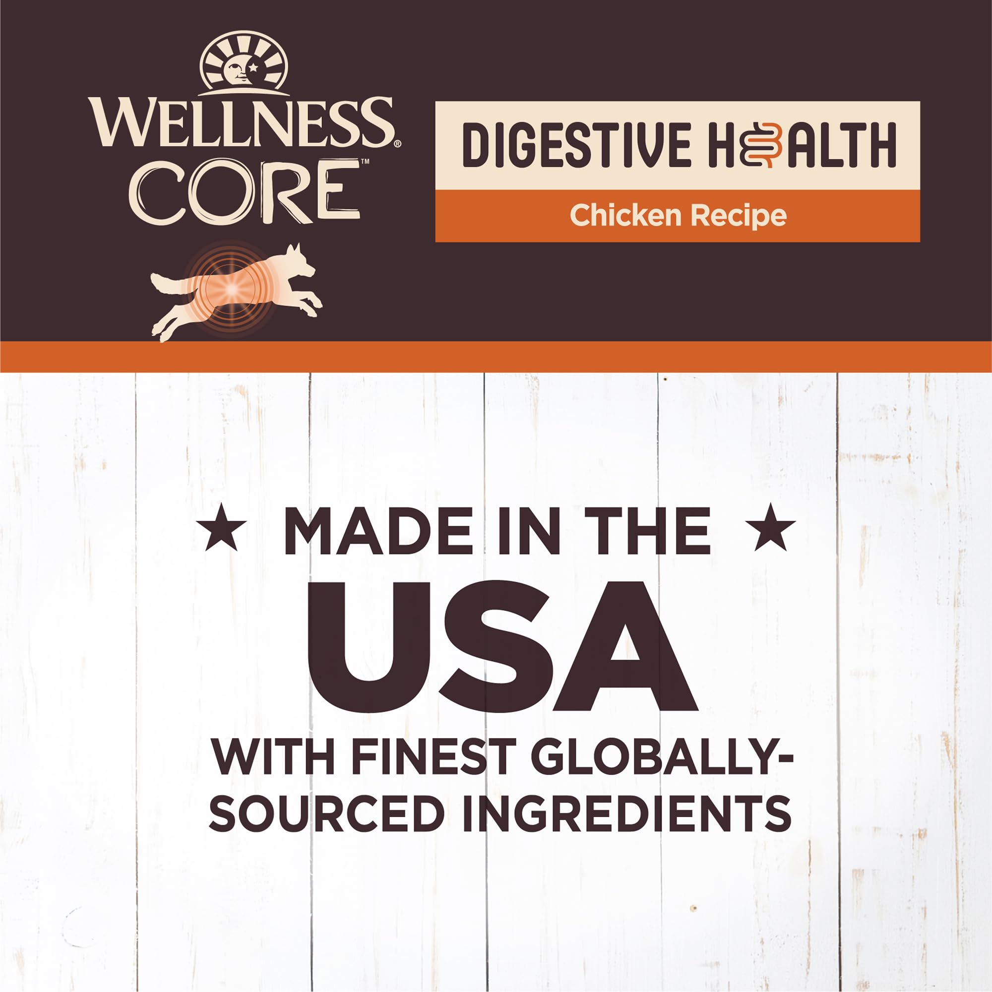Wellness CORE Digestive Health Pate pumpkin and papaya ingredients displayed on label.